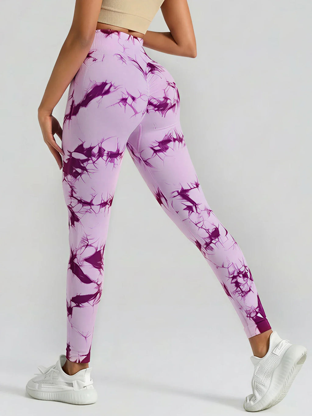 Boho Tie Dye High Waist Knit Elastic Fitness Yoga Tights Butt Lifting Workout Pants for Women