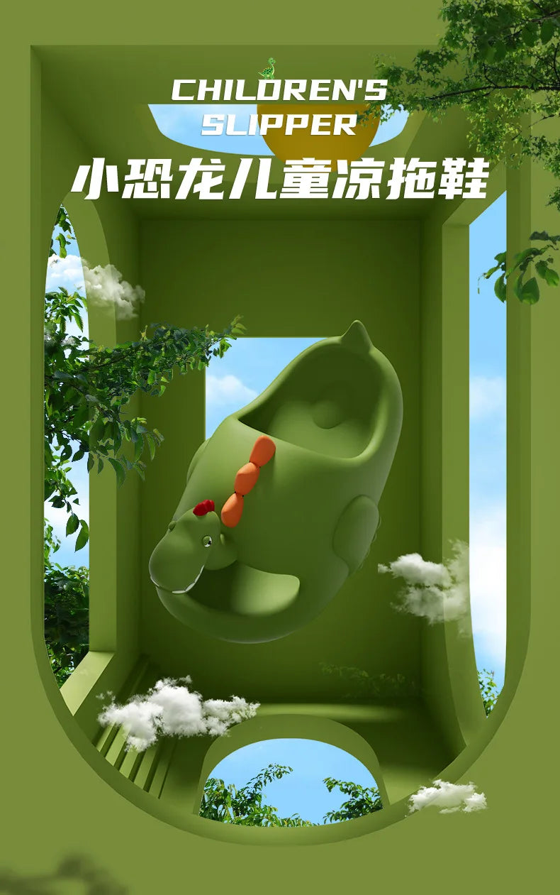 Women Dinosaur Slippers Summer Outdoor Indoor Shoes Soft Sole Non Slip Funny Slides Parent Children Home Floor Footwear