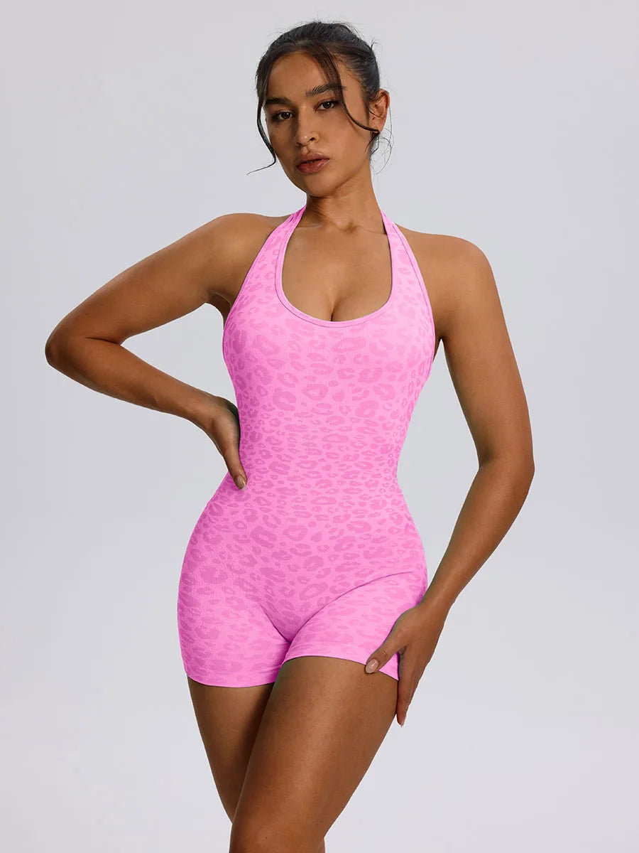 Trendy Sexy Leopard Women Jumpsuits Sport Yoga Clothes Rompers Sportswear Woman Gym Combi-pants Fitness Overalls Shorts Bodysuit