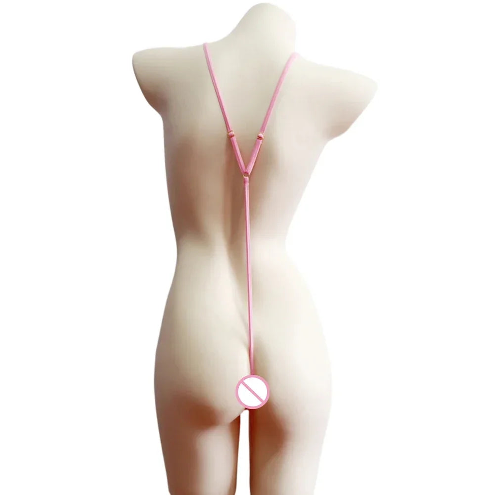 Japanese Sexy Bikini Set Lingerie Women Three-Point Jumpsuit Hollow Tight V-neck Swimwear Ultrathin Hollow See Through Bodysuit
