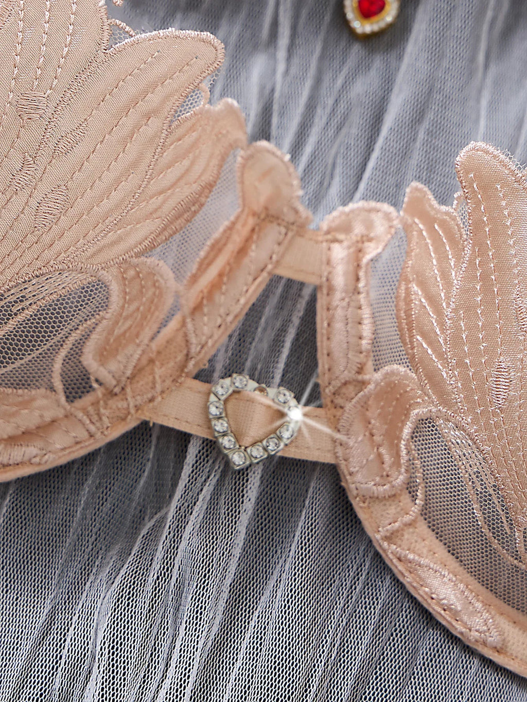 Nude Pink Floral Embroidery Lingerie Set Women Sheer Mesh Push Up Bra And Thong 2 Piece Sexy Transparent Lace Underwear ZA824031