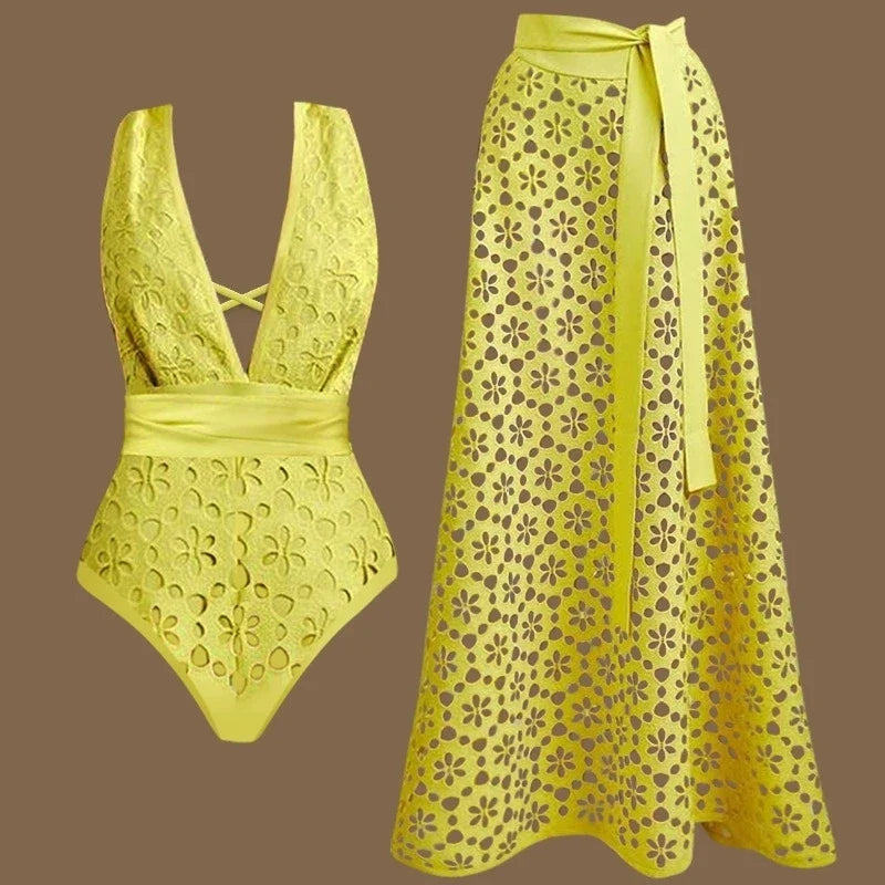 2026 High Quality One Piece Swimsuit Floral Ruffle Printed Push Up Women Bikini Set Swimwear Slimming Bathing Suit Beach Wear