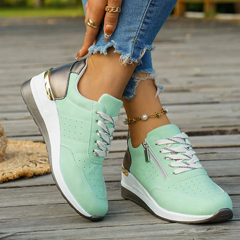 Plus Size 44 Platform Casual Sneakers for Women Lace Up Anti Slip Thick Sole Sport Shoes Woman 2026 Spring Zipper Walking Shoes