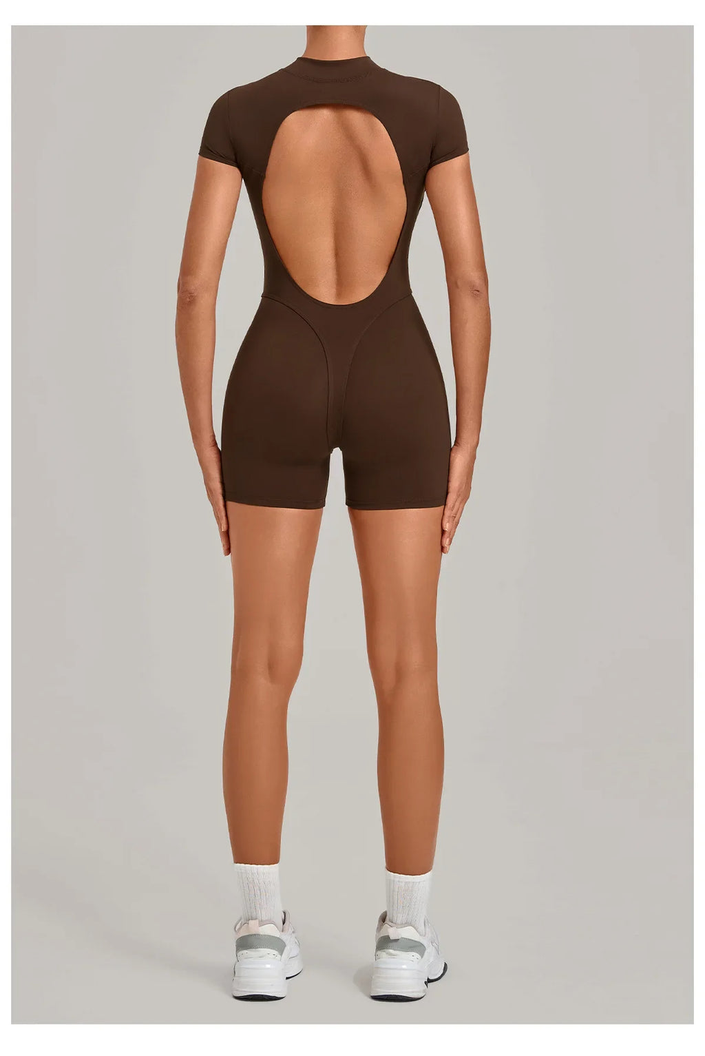 Half-zipper Slimming Yoga Jumpsuit Women Hollow Out Backless Sports One Piece Suits Short Sleeve Butt Lifting Tight Overalls