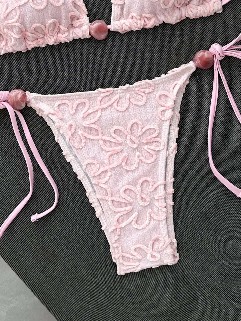 Sexy Yellow 3D Flower Micro Bikini 2026 Women Hole Out Stone Strap Push Up Bra Thong Swimsuit Holiday Bathing Suit Swimwear