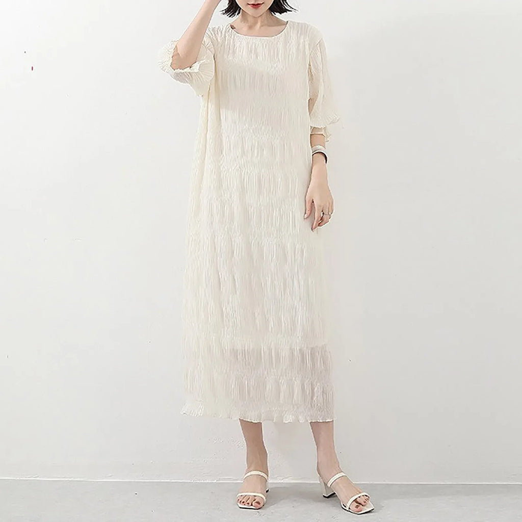 Long Dresses For Women Casual Summer Trendy Boho Style Pleated Cover Up Vestidos Daily Wear High Quality Elegant Maxi Dress