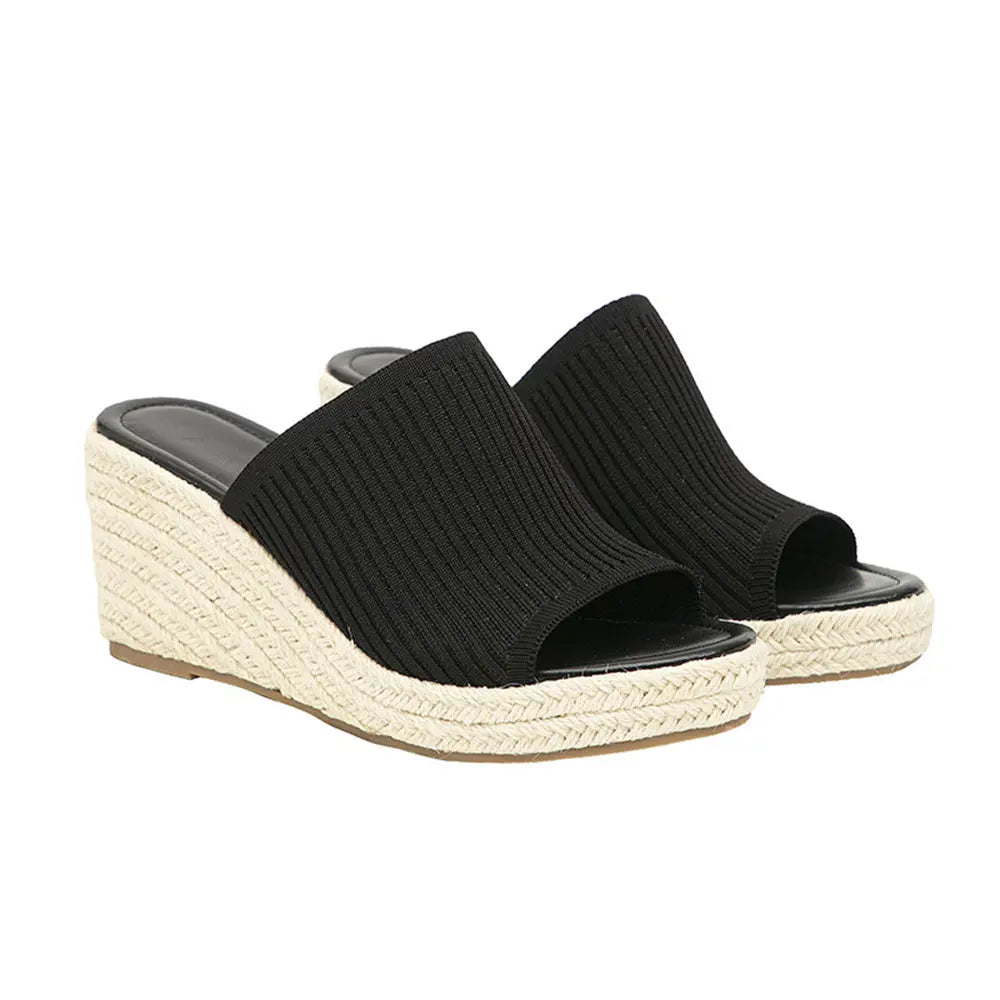 2024 Big Size 43 Women's Comfy Walking Wedge Espadrilles Sandals Summer Leisure Round Toe Platform Ankle Strap Shoes