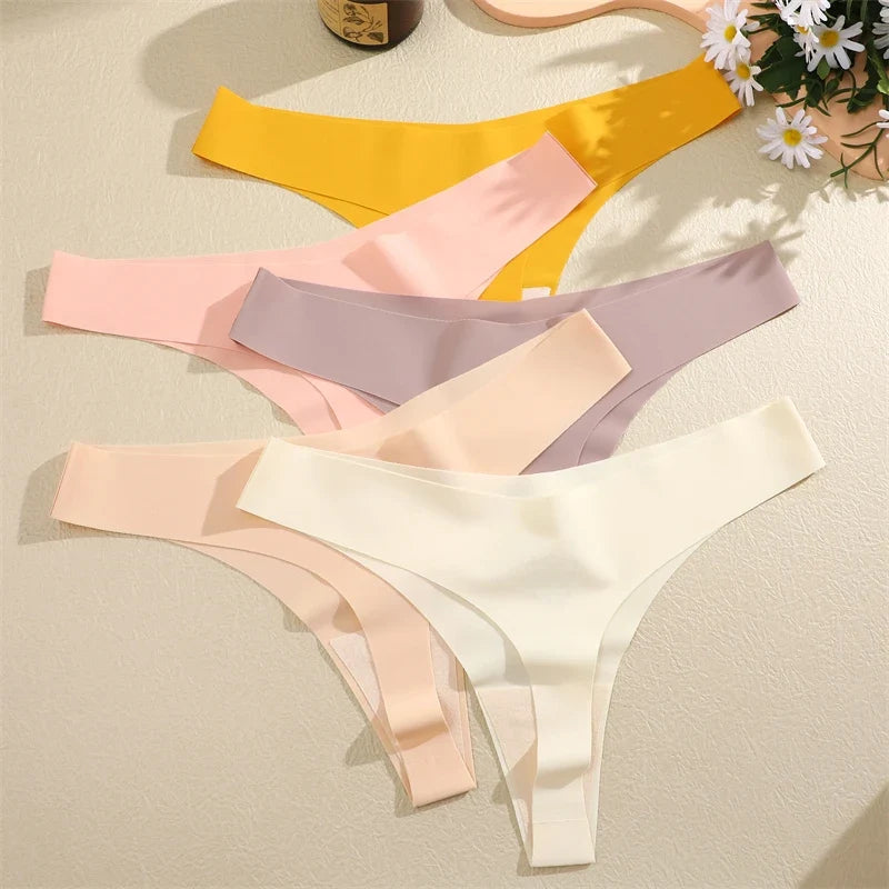 7PCS/Set Seamless Ice Silk Panties Women V-Waist Underwear Sexy Sports Briefs Panties Female Soft Ultra-thin Lingerie G-string