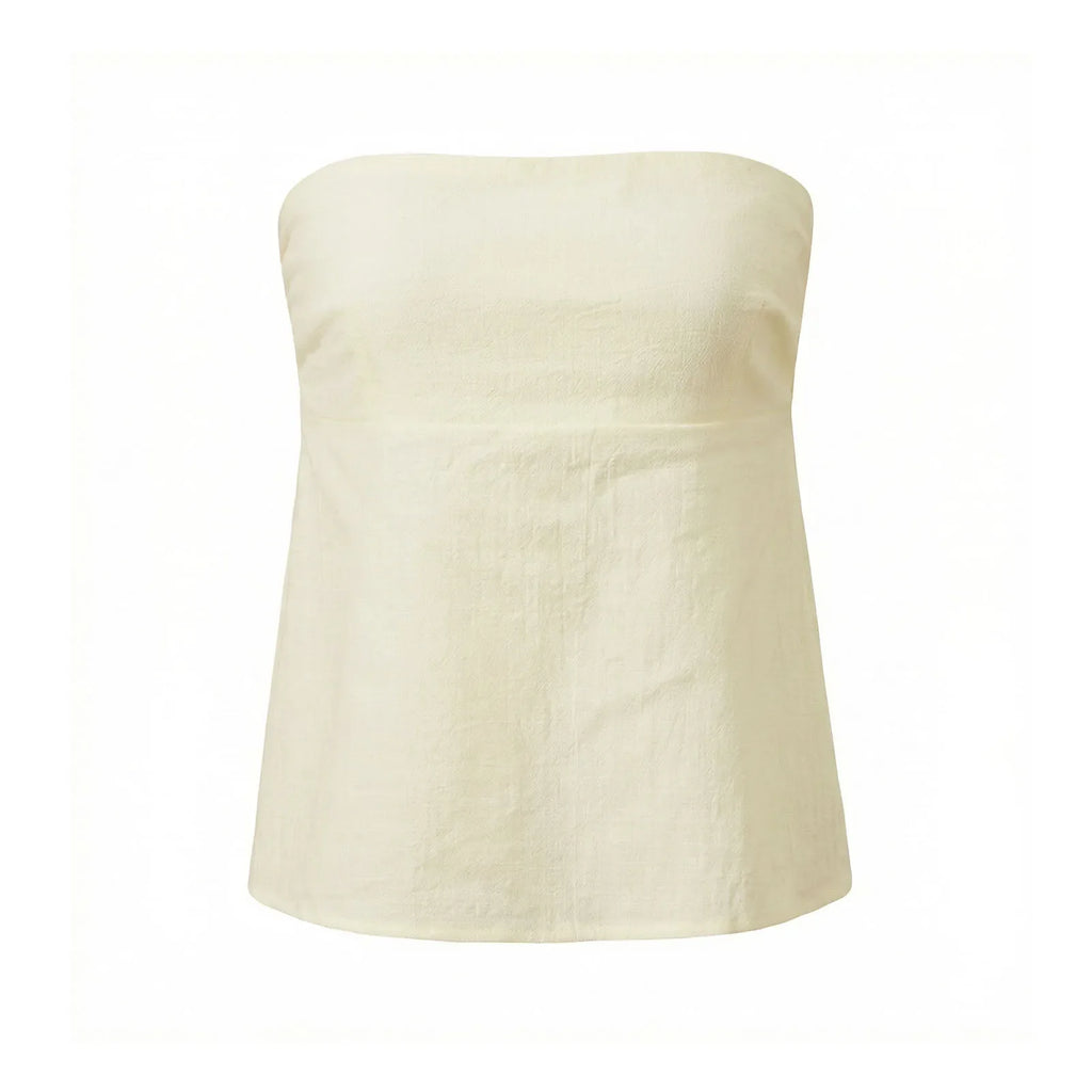 Women's Summer Strapless Vest Stylish Striped Sleeveless Open Back Tube Tops for Party Date Night Wear