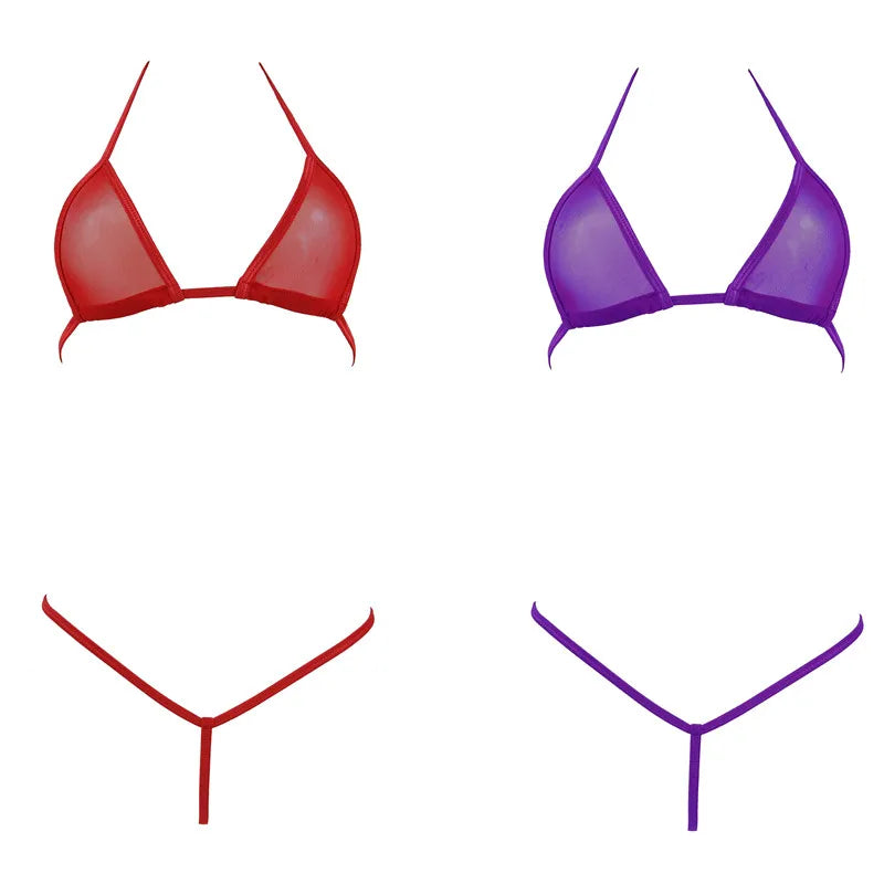 DEKA Women Extreme Micro Transparent Mesh Bikini Set Exotic Mini Swimwear Two Piece Swimsuit Beachwear Bathings Sunbath Lingerie