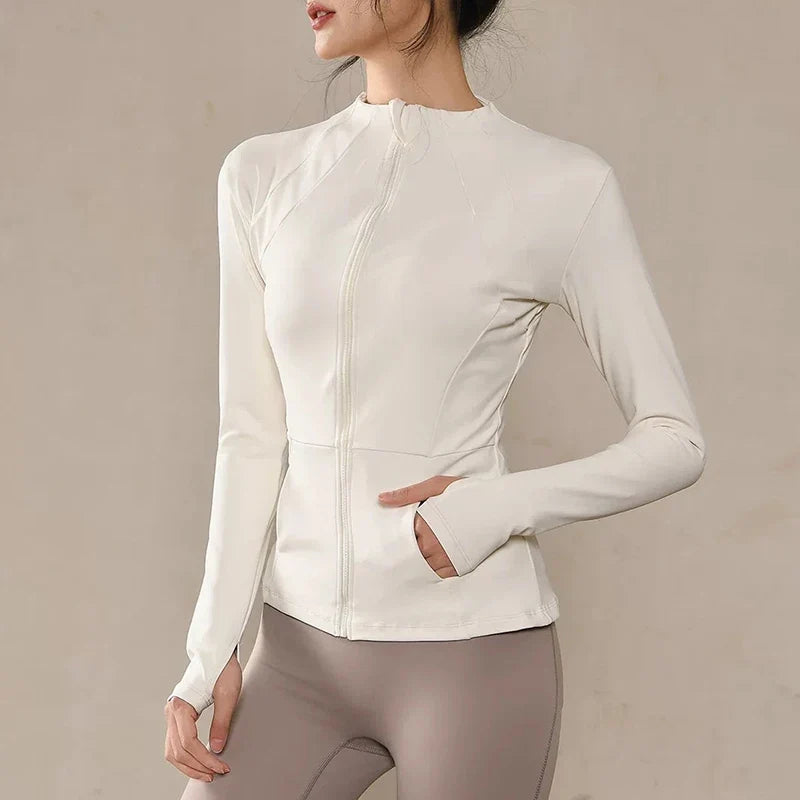 Women's High-End Yoga Suit with Standing Collar Long-Sleeved Sports Jacket for Running And Training Windproof Fitness Jacket