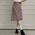 Sweet Skirts Chic Plaid Mini Skirt High Waist A-Line Korean Sle Commute Spring New Arrival Women's Fashion Mid-Length Skirts I3G
