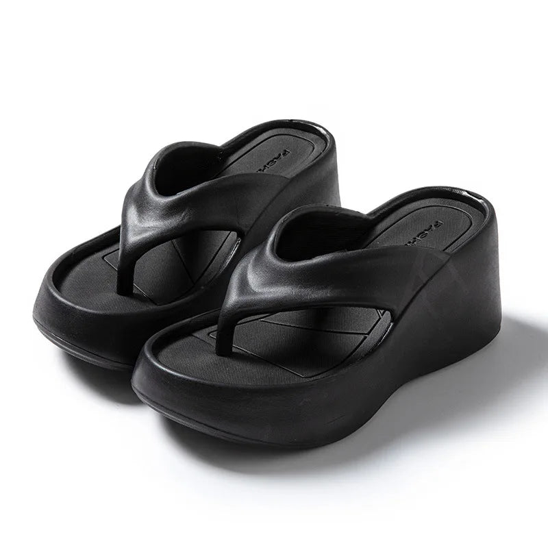 2026 New Women Fashion Slippers Soft EVA Summer Platform Shoes Girls Beach Flip Flops Thick Sole Female High Heel Street Sandals