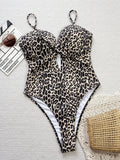 Women Leopard Print Swimsuit One Piece Push Up Hollow Bikini Swimwear Bathing Suit Beach Outfits Bodysuit Biquini Tankini