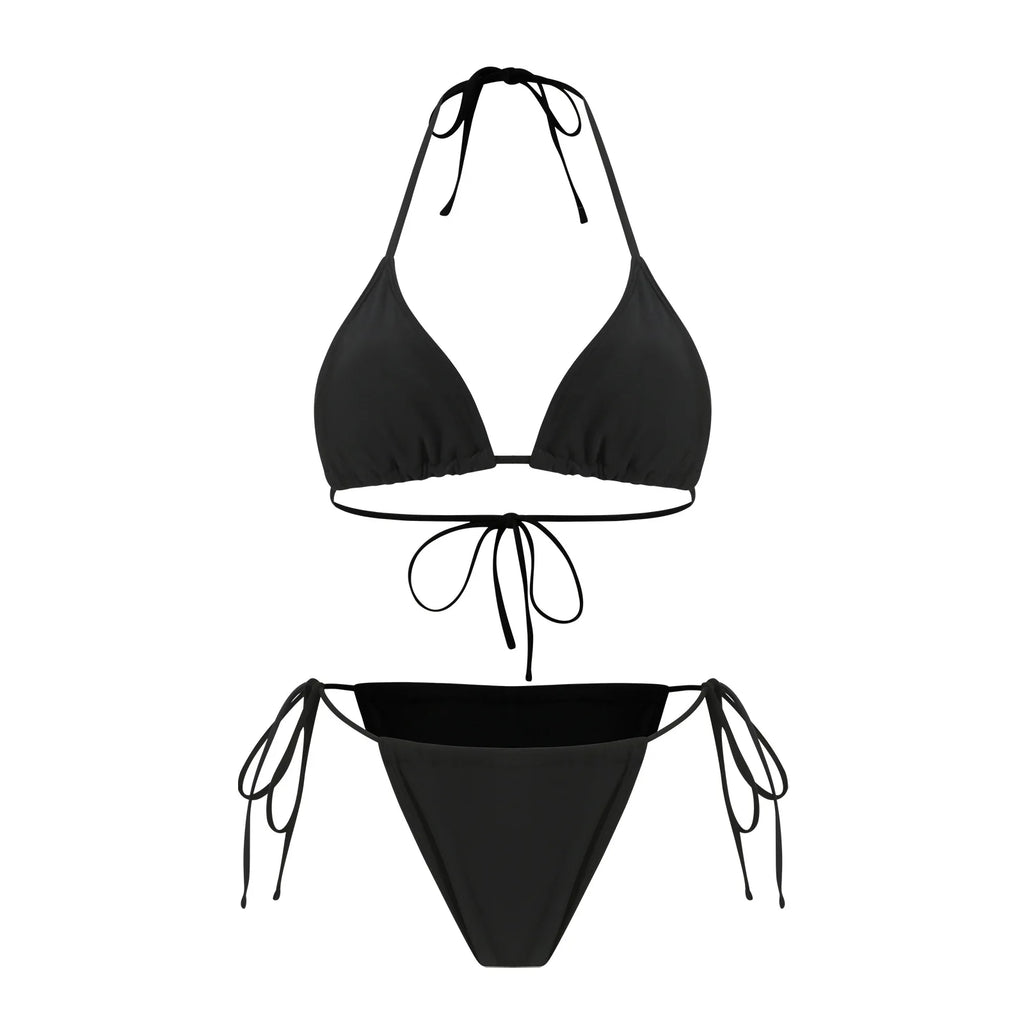 Sexy Hole Out Mesh Long Sleeve Dress 3 Piece Swimsuit 2026 Women Black Summer Push Up Thong Bikini Holiday Bathing Suit Swimwear