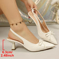 Bow Pointed Toe High Heels Sandals Women Fashion Design Stiletto Heeled Mules Sandals Woman Summer Plus Size 43 Slingback Shoes