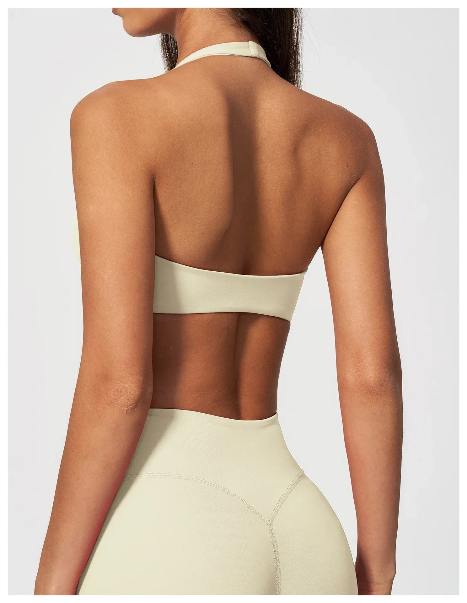 Halter V Neck Yoga Bra Sexy Backless Shockproof Gym Sports Tank Top Quick Dry Workout Fitness Outdoor Gym Running Bra