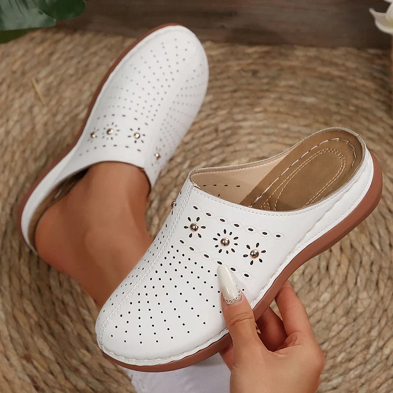 Lightweight Wedge Heel Mules Slippers Women Summer Hollow Out Slides Shoes Woman Plus Size Thick Sole Outdoor Sandals Female