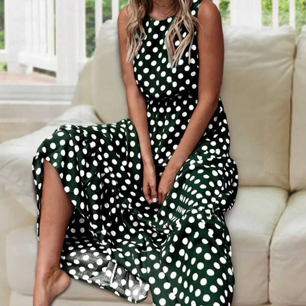 Women Dress Pullover Baggy Dot Print Vest Dress Long Dress for Women Clothing 2024 Summer Dresses Streetwear