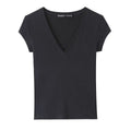 Women's Short-Sleeve Slim-Fit Simple V-Neck T-Shirt Colors Women V Neck Slim Fit Short Sleeve T Shirt Casual Top For Summer K1LO