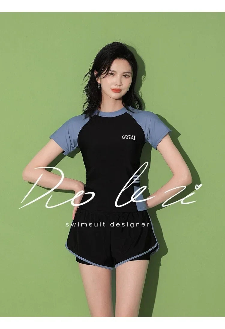 Swimsuit Women's Summer Split Casual Sports Plus Size Swimsuit Conservative Slimming Swimming Pool Swimming Equipment