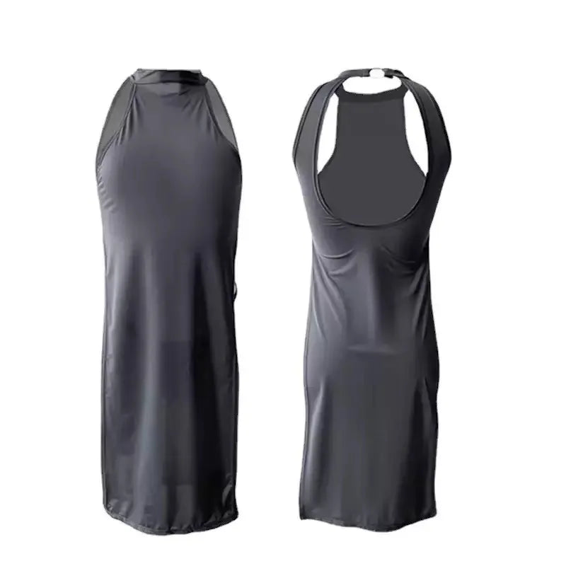 High Slit Cheongsam Uniform Temptation Erotic Nightdress Women Sexy Lingerie Dress+Panties Set Porn Sex Nightie