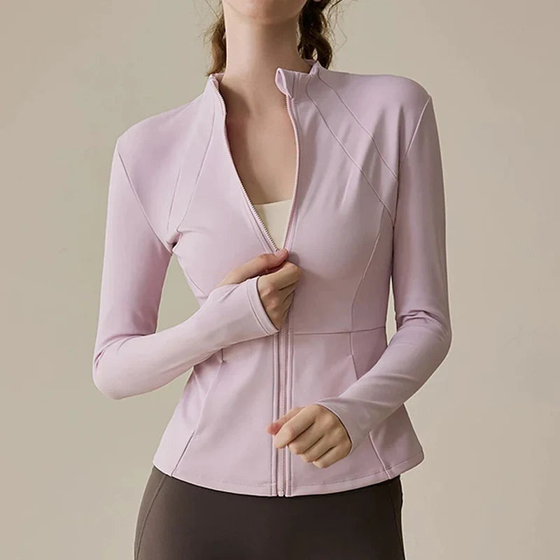 Women's High-End Yoga Suit with Standing Collar Long-Sleeved Sports Jacket for Running And Training Windproof Fitness Jacket