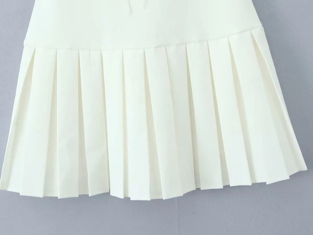 Bowknot Off Shoulder Strapless Party Short Dress for Women 2025 Elegent Lady White Pleated Mini Vestidos Female Backless Dress