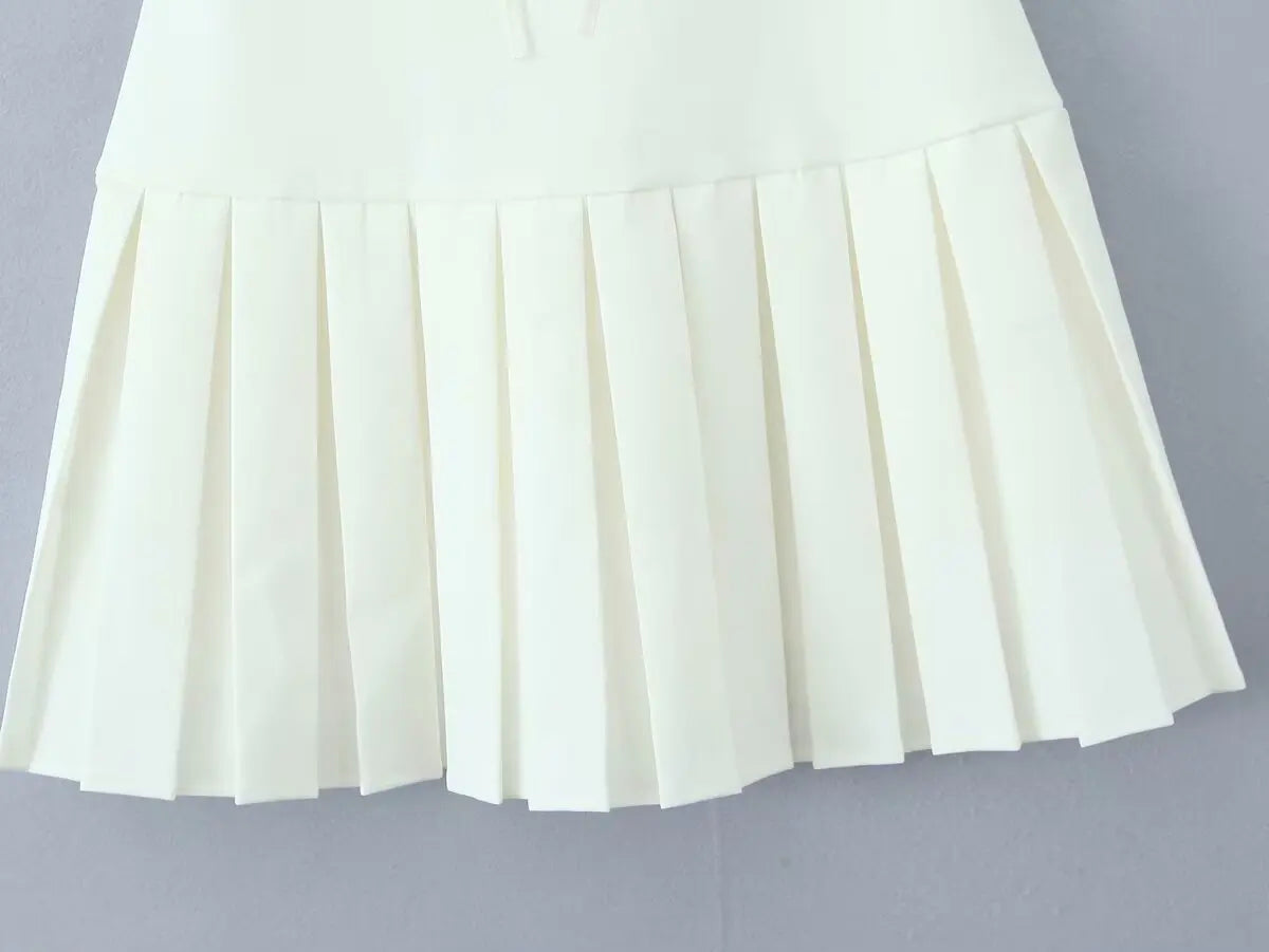 Bowknot Off Shoulder Strapless Party Short Dress for Women 2025 Elegent Lady White Pleated Mini Vestidos Female Backless Dress