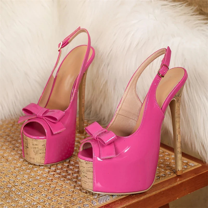 Butterfly-kont Peep Toe Buckle Strap Women Pumps Sandals Sexy Stiletto High Heels Carnival Striptease Shoes