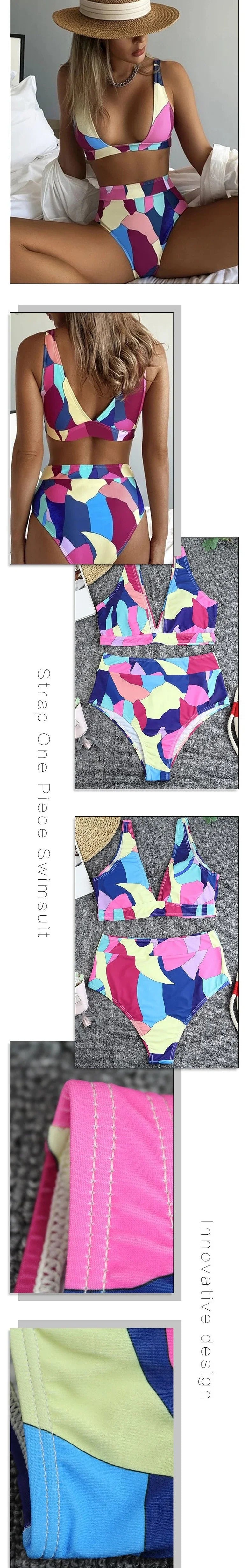Sexy Bikini Women Swimwear Swimsuit Patchwork High Waist Bikinis Set Bathing Suit Beach Bikini Female Push Up Biquinis Feminino