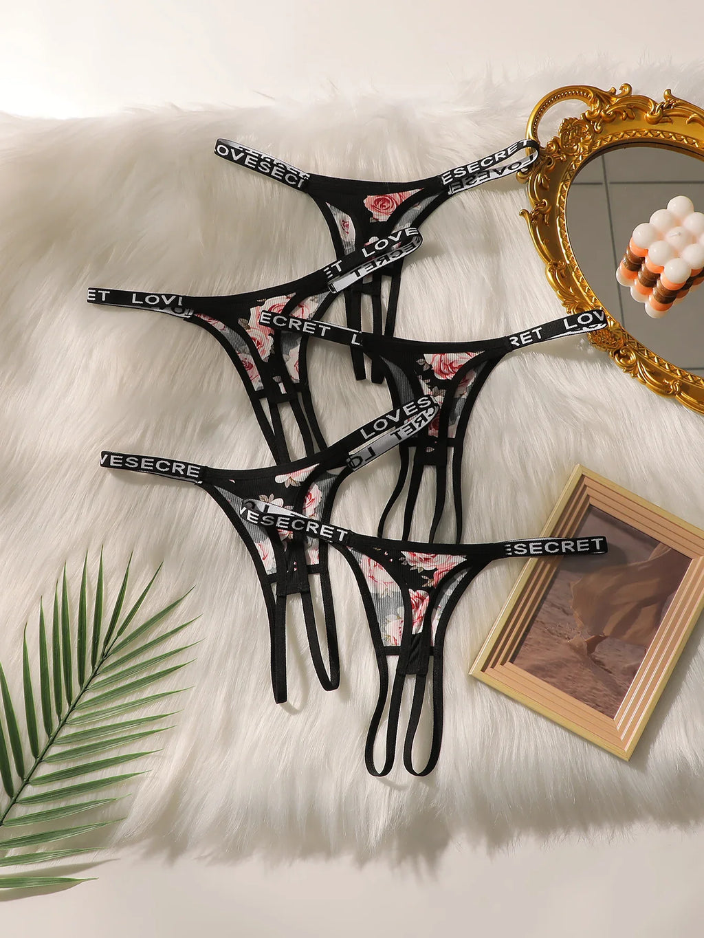 5-piece set of women's sexy embroidered flower underwear with seamless hollow out easy to wash and dry underwear C960