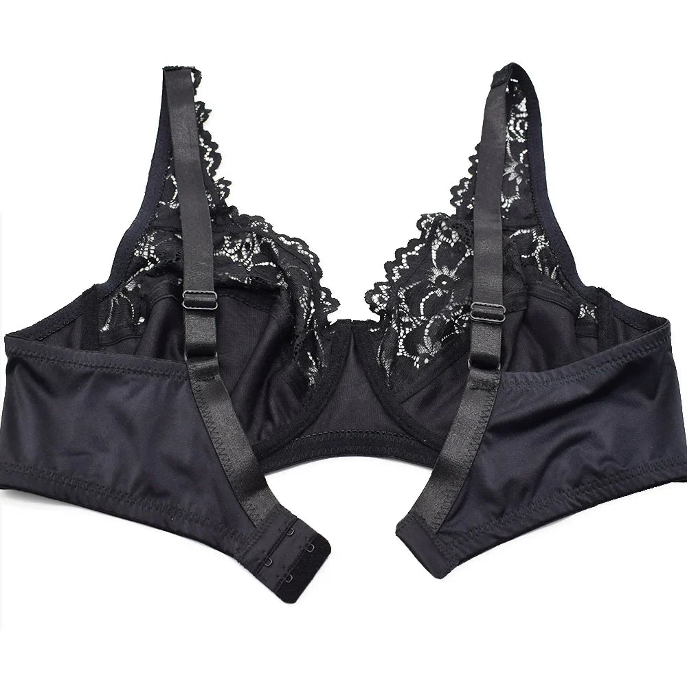 Bras For Womens Lingerie Floral Lace Bra Underwire Sexy Brassiere Perspective Plus Size BH Female Underwear Tops
