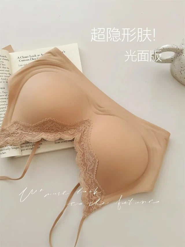 Comic Chest Bra No Underwire European Thin Straps Summer Women Lace Gathering Push Up Seamless Bras Japanese Style Natural Look