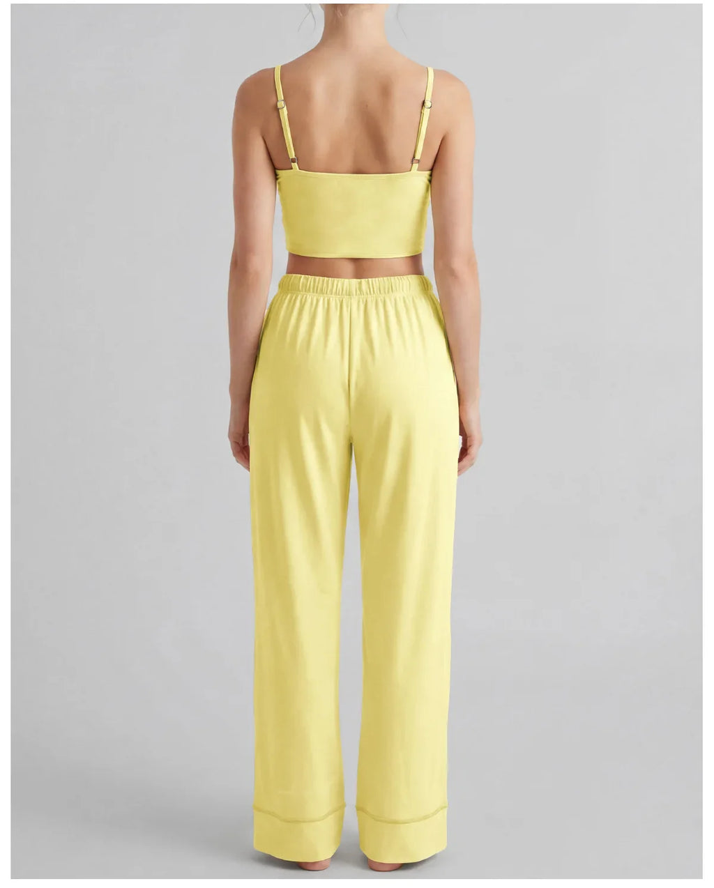 Women's Yoga Sets Yellow Patchwork Slimming Sports Tank Top Summer Gym Training Suit High Waist Wide Leg Pants Fitness Outfits