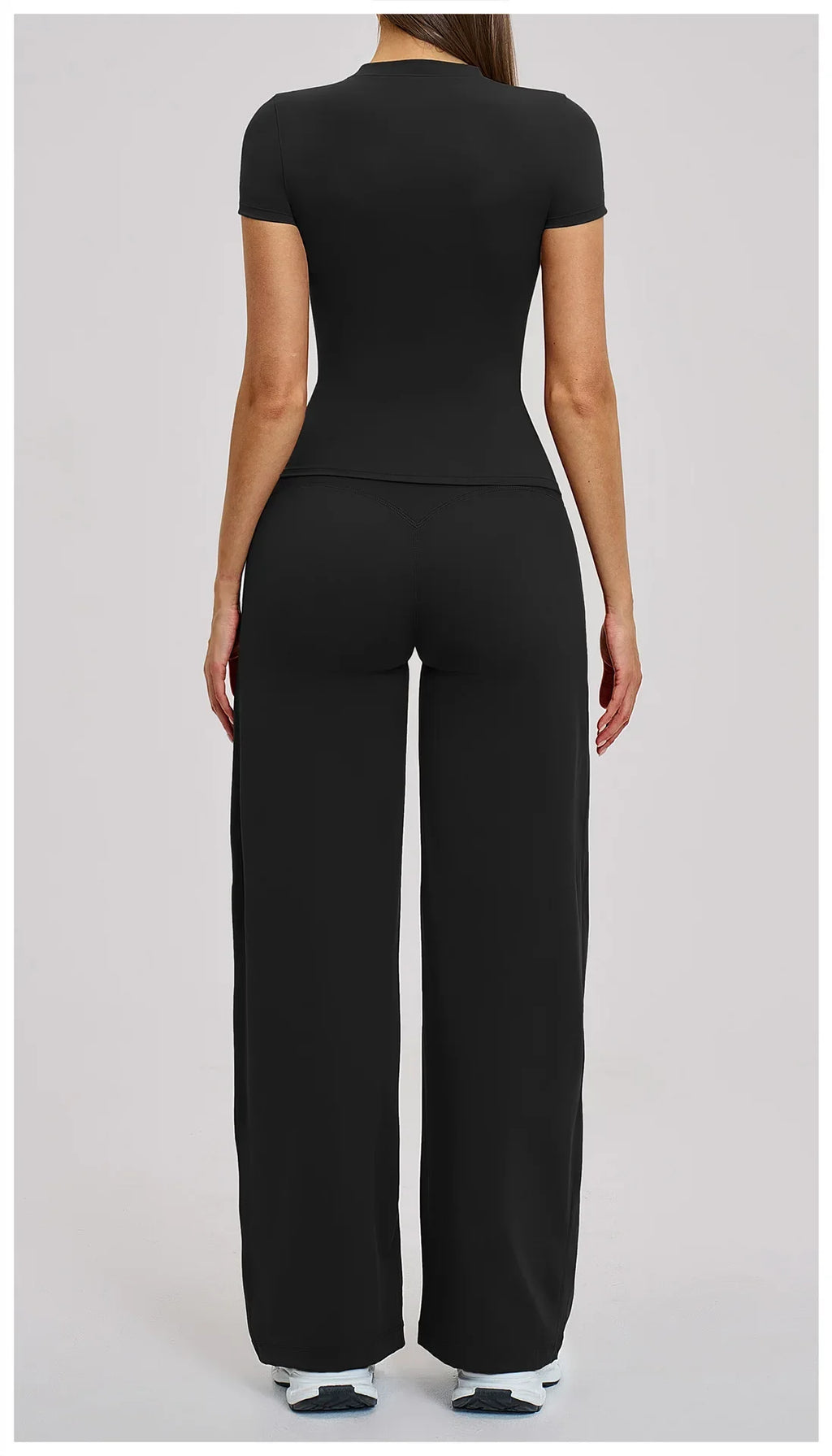 Yoga Set 2 Pieces Women's Tracksuit Short Sleeve O Neck Slim Sports T Shirts High Waist Flare Leggings Gym Running Fitness Suit