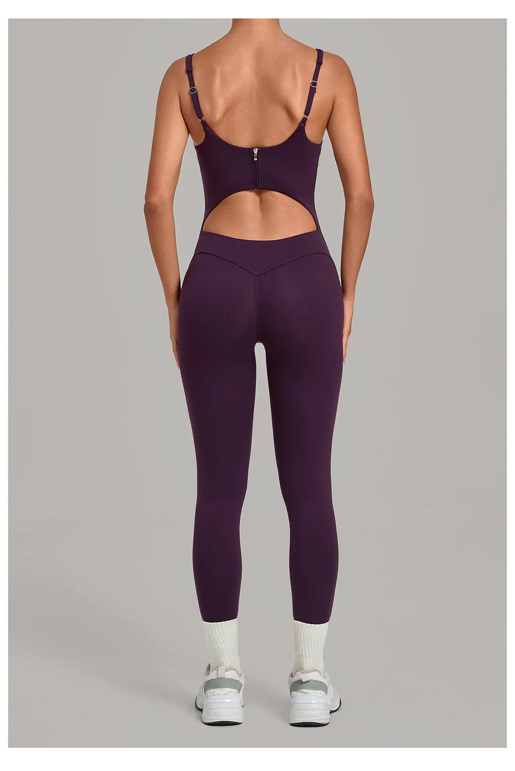 Summer Sports Overalls Women Gym High Stretch Back Zipper Yoga Jumpsuit Tight Hollow Out Slim Hip Lifting One Piece Bodysuit
