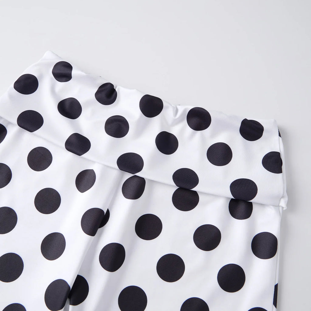 Women's Summer Low Waisted Capri Pants Slim Fit Dot Print Cropped Leggings for Casual Occasions Work