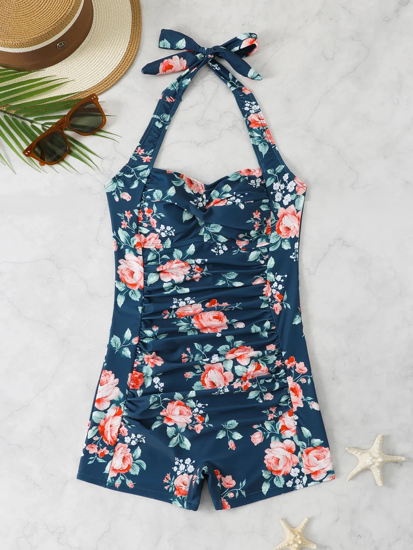 2026 Halter Swimsuit One Piece Printed Swimwear Women Sexy Vintage Bathers Bathing Swimming Swim Suit Female Beachwear