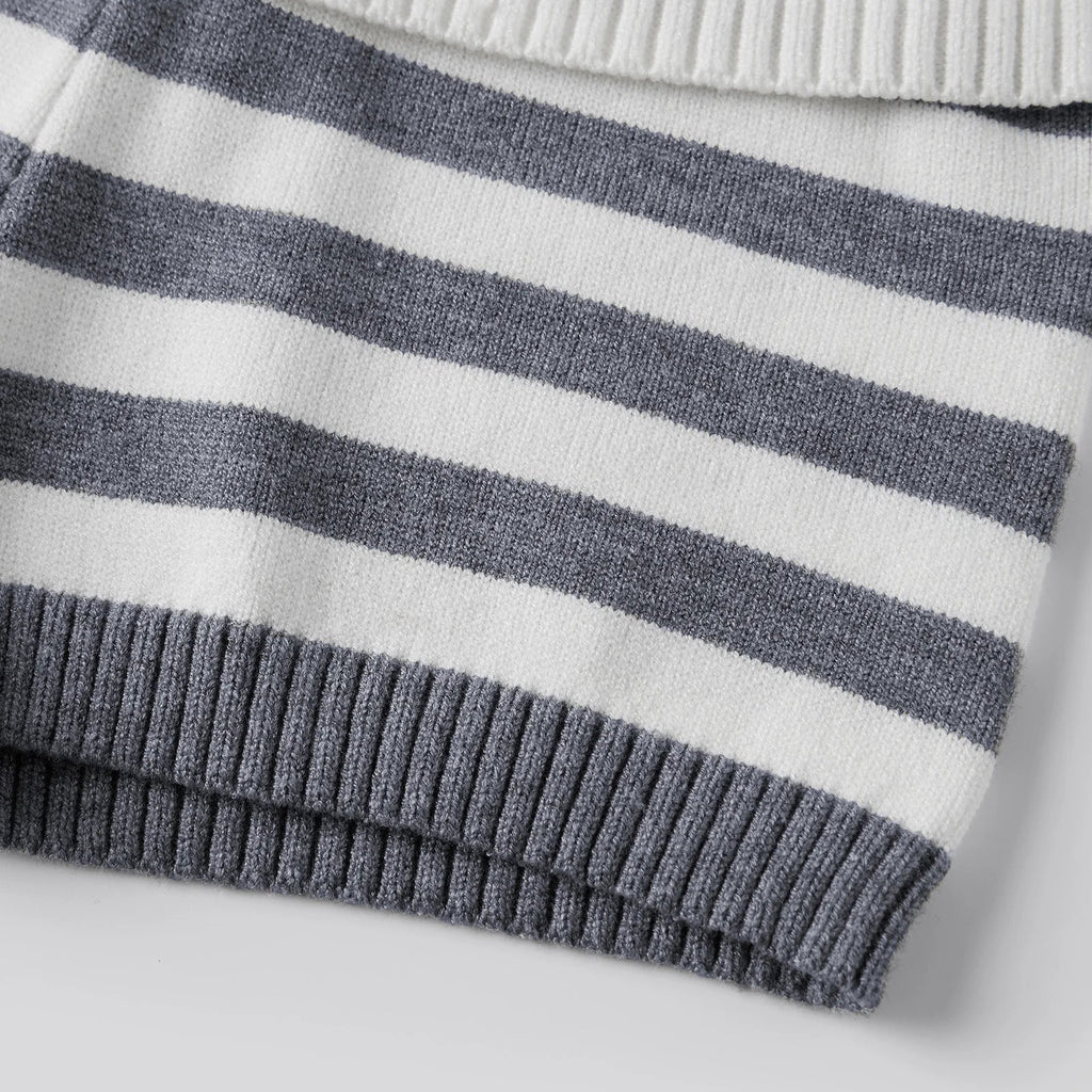 Women Spring Summer Striped Knit Shorts Slim Fold Over Low Rise Mini Shorts for Daily Office Party Club