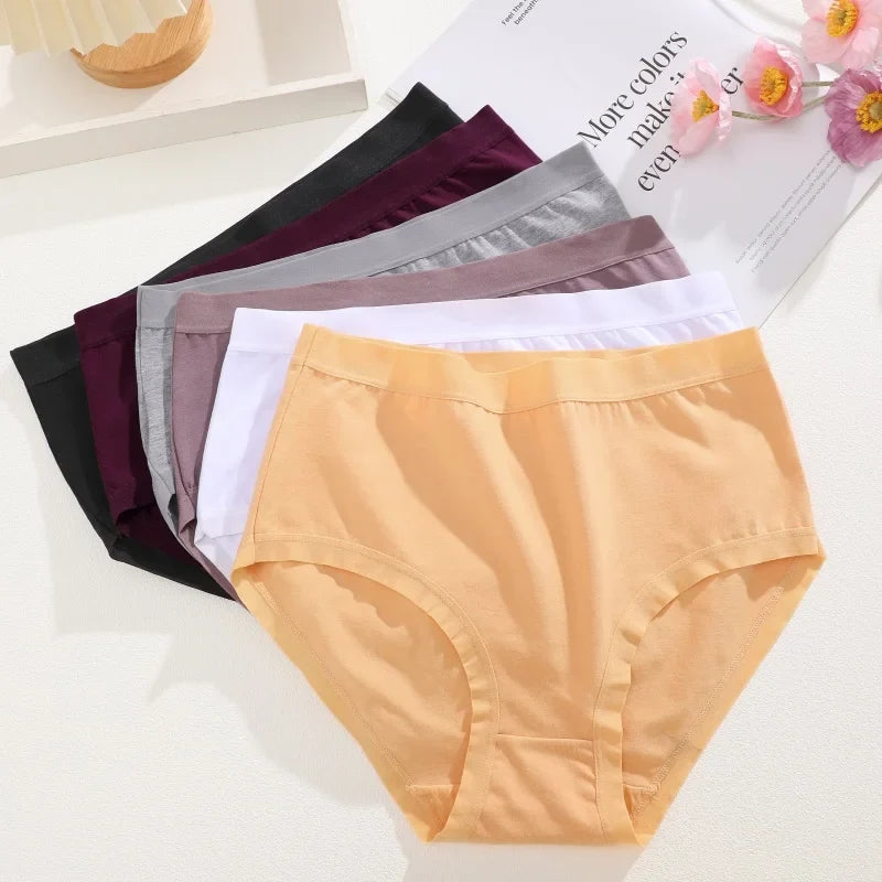 4Pcs/Set Women Cotton Briefs Seamless High Waist Breathable Underwear Female Stretch Comfortable Lingerie New solid color Panty