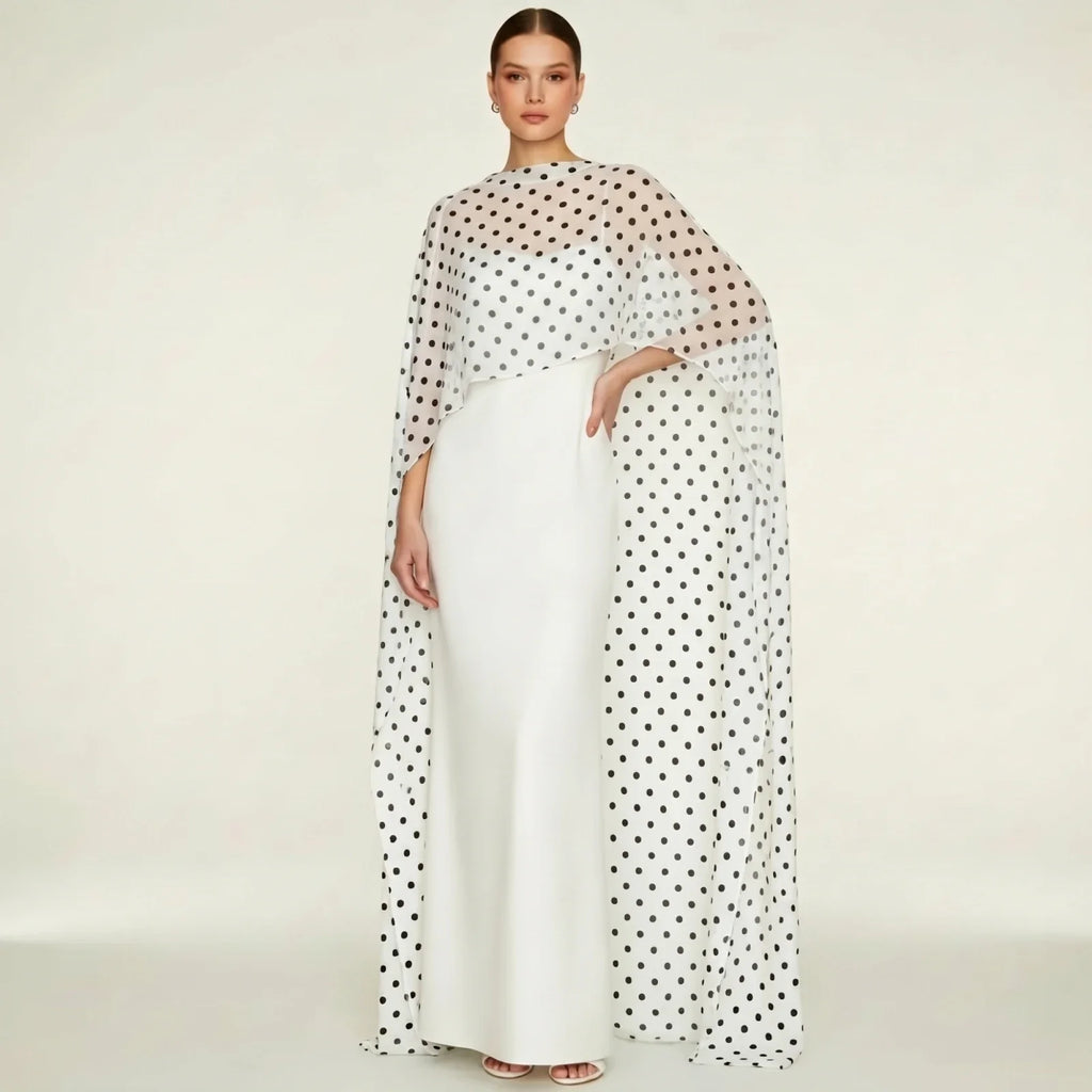 Women's Sheer Chiffon Cape Bat Sleeve Floor Length Shawl Elegant Cover Up Tops Party Evening Cape Blouse f