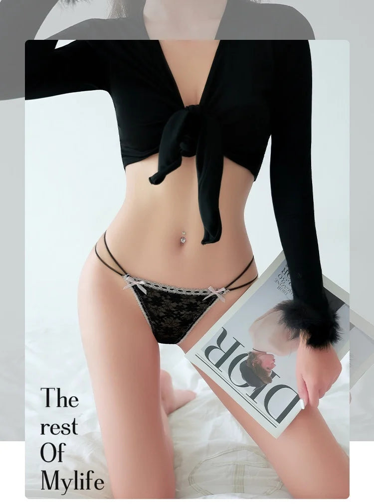 Lace Girls G String Sexy Panties Women Underwear Briefs Hollow Out Thong High Quality Transparent Underpants Lingerie Intimates