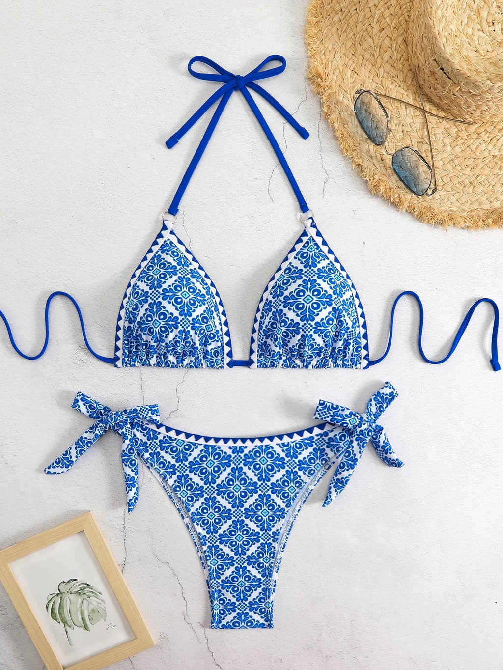 2026 Halter Triangle Bikinis Ring Link Swimsuit Women Sexy String Swimwear Female Bathers Swimming Bathing Swimming Swim Suit