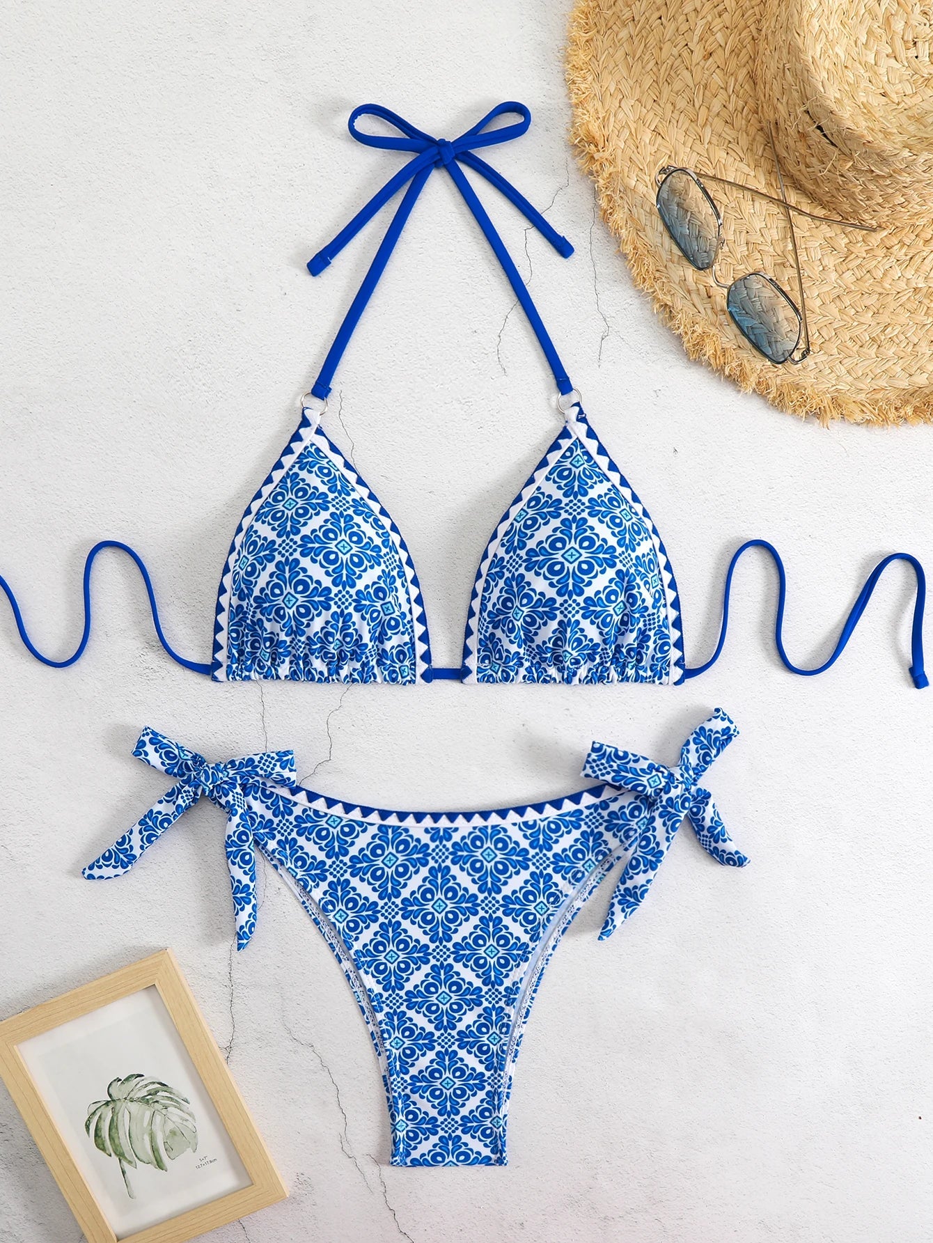 2026 Halter Triangle Bikinis Ring Link Swimsuit Women Sexy String Swimwear Female Bathers Swimming Bathing Swimming Swim Suit