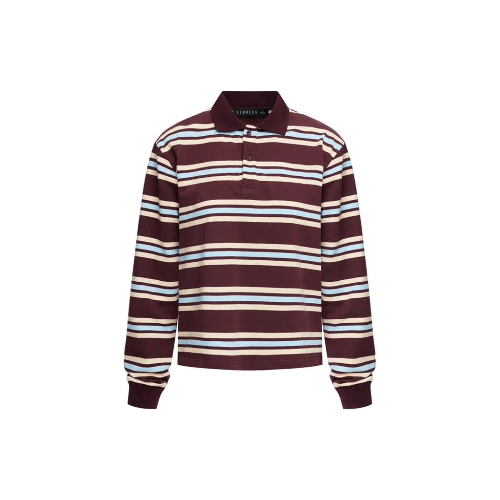 Women's Fall Striped Print T-Shirt Contrast Color Long Sleeve Lapel Neck Button-up Casual Pullover Tops