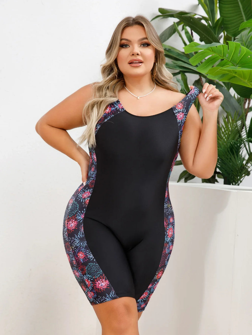 VigoJany 2026 Solid Patchwork Plus Size Swimwear Women Strapped Push Up Large One Piece Swimsuit Summer Chubby Bathing Suit