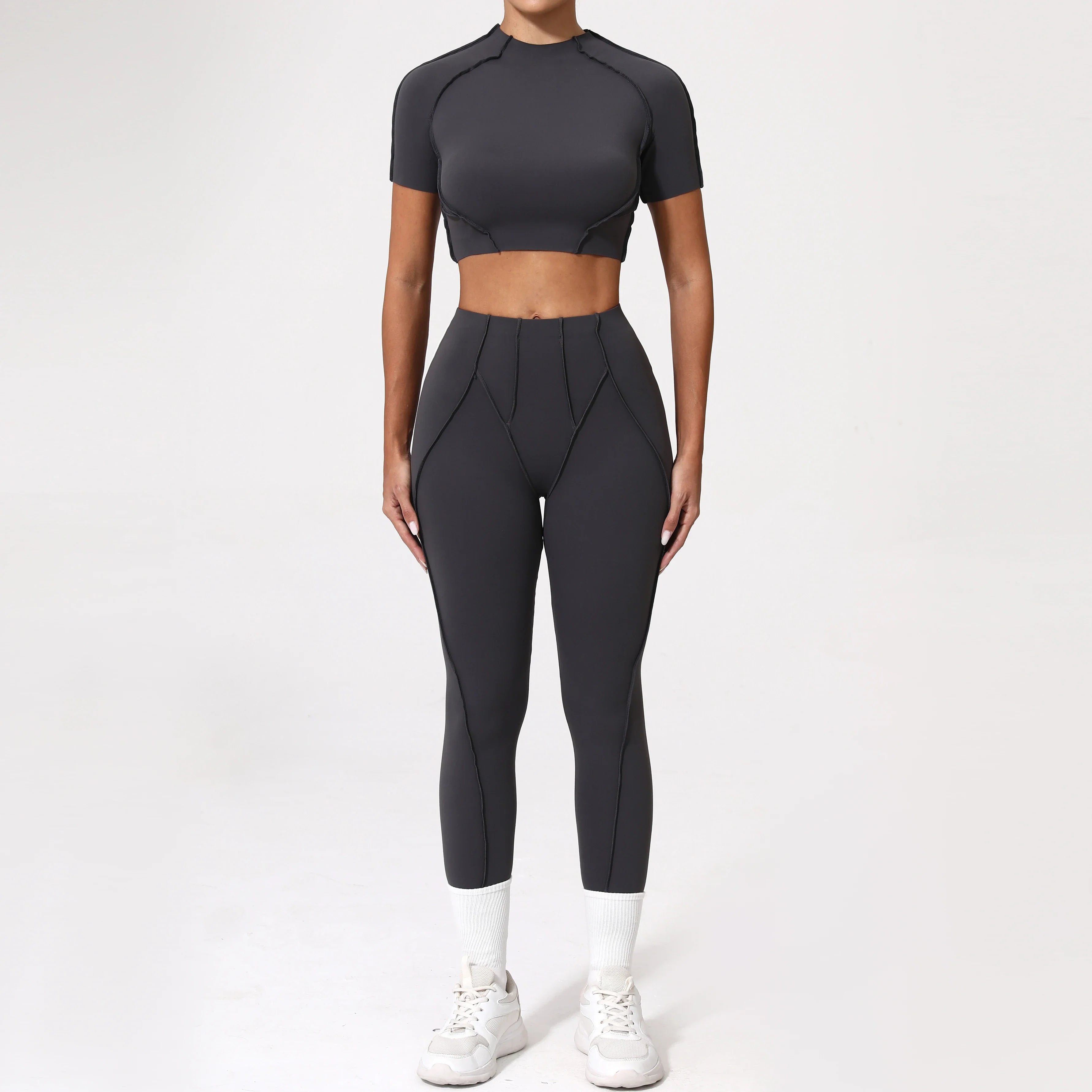 2PCS Yoga Suit Sports Set Women Quick-Drying Gym Set Women Tracksuit Running Workout Long Sleeve Sports Shirt Yoga Clothing