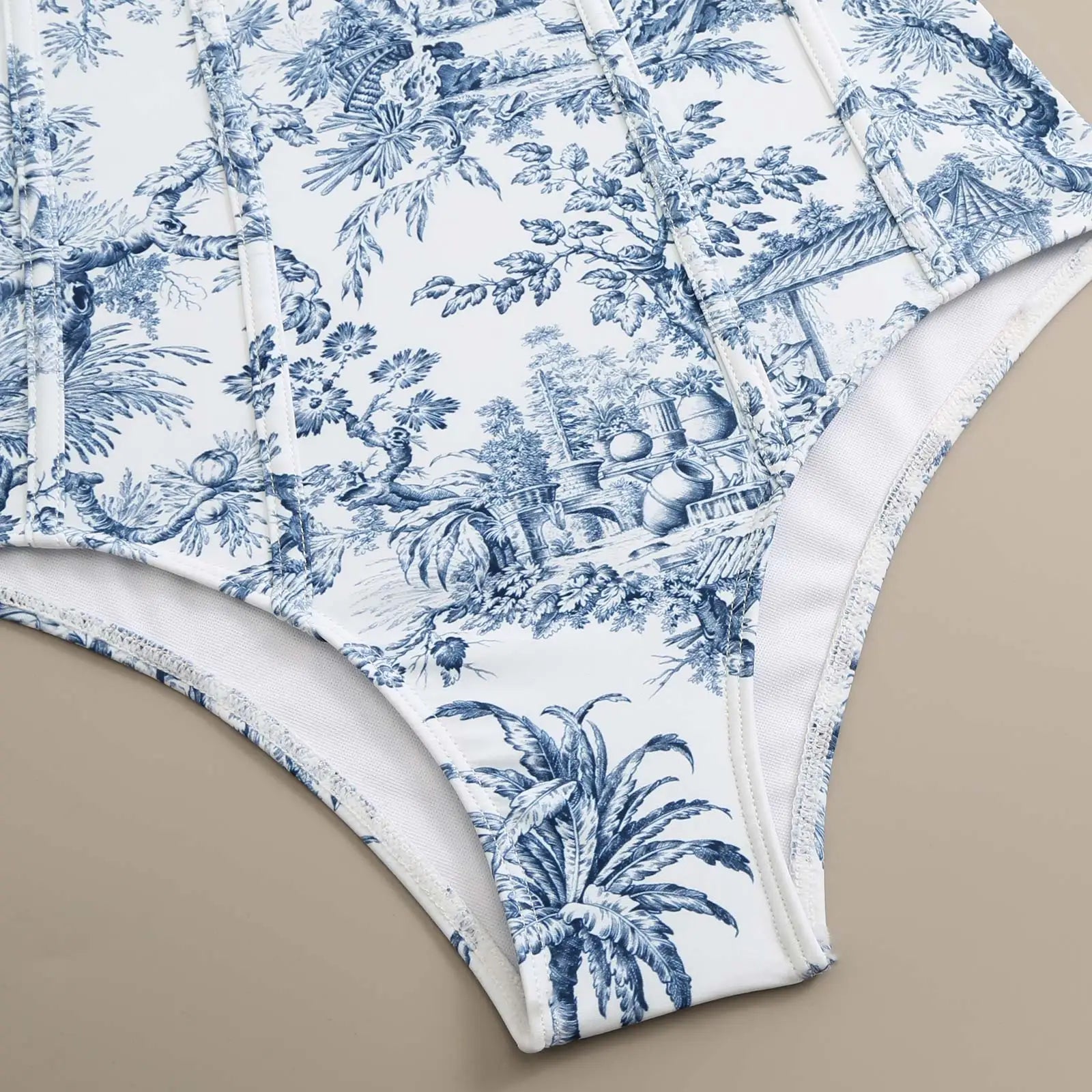 2024 Sexy Women Push Up One Piece Swimwear Girl Bikini Swimsuit White Print Summer Beach Skirt Bathing Suit Dress