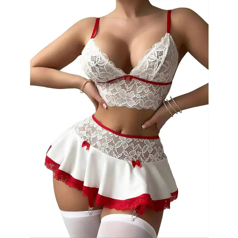 Women's Short Slim Fit Mini Sexy Half Skirt Casual Lace Patchwork Ultra A-line Skirt Party Mini Ruffle Skirt